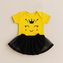 Body Abelhinha Princesa + Saia de Tule Preto Mesverssario Menina