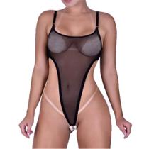 Body Agora Ou Nunca Em Tule Com Pérolas Tailandesas Preto - Lingerie Sensualle