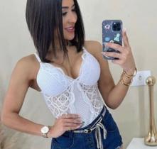 Body alcinha renda arrastão - branco Body alcinha renda arrastão - branco