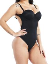Body Alta Compressão Modelador Fio C/ Bojo Efeito Bumbum Empinado