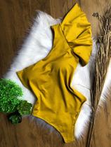 Body amarelo de manga só de um lado Body amarelo de manga só de um lado
