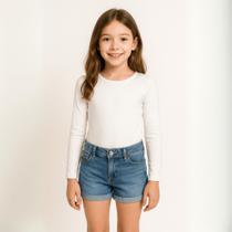 Body Ana Castela Country Bore Infantil Roupa Menina Manga Longa S/ Franja Branco
