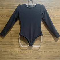 Body Ana Castela Country Infantil Menina Manga Longa S/ Franja Preto