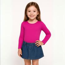 Body Ana Castela Country Infantil Rosa Pink Bore Manga Longa Menina Sem Franja