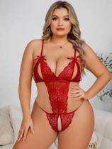 Body Apressadinha Plus Size de Renda Com Abertura Na Frente Lingerie Sensual Dia Dos Namorado Body Apressadinha Plus Size de Renda Com Abertura Na Frente Lingerie Sensual Dia Dos Namorado