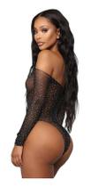 Body Arrastão Com Strass Show Preto Manga 3/4 Carnaval Body Arrastão Com Strass Show Preto Manga 3/4 Carnaval