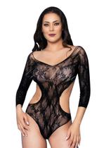 Body Arrastão Lingerie Manga Costas Aberta Body Arrastão Lingerie Manga Costas Aberta