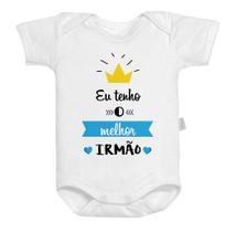 Body Baby Bebê Branco Roupinha Eu Tenho O Melhor Irmão Body Baby Bebê Branco Roupinha Eu Tenho O Melhor Irmão