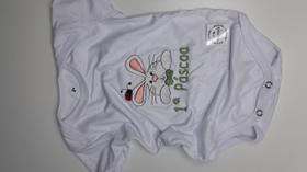 Body Baby Bordado personalizado Linah Mini Happy Easter Primeira Páscoa Verde Tam RN