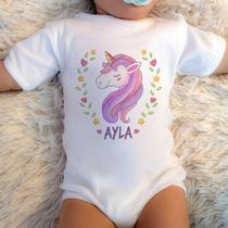 Body Baby Branca Personalizado Unicórnio Elegante (Com Nome) Body Baby Branca Personalizado Unicórnio Elegante (Com Nome)