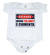 Body Baby Branco Personalizado Cuidado Minha Tia É Ciumenta