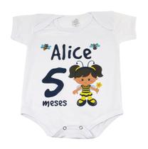 Body Baby Branco Personalizado Filha Abelha Abelhinha Body Baby Branco Personalizado Filha Abelha Abelhinha