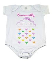 Body Baby Branco Personalizado Filha Chuva de Amor Corações Body Baby Branco Personalizado Filha Chuva de Amor Corações