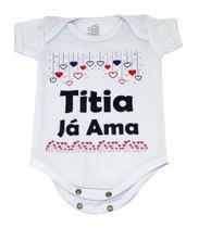 Body Baby Branco Personalizado Lembrancinha Titia Já Ama Body Baby Branco Personalizado Lembrancinha Titia Já Ama