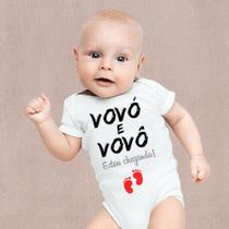 Body Baby Branco Personalizado Vovó e Vovô Estou Chegando! Body Baby Branco Personalizado Vovó e Vovô Estou Chegando!