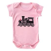 Body Bebê ACDC Train Rosa Claro Body Bebê ACDC Train Rosa Claro