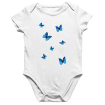 Body Bebê Algodão Borboletas Azuis - Foca na Moda