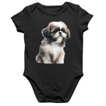 Body Bebê Algodão Cachorro Shih Tzu Filhote - Foca na Moda Body Bebê Algodão Cachorro Shih Tzu Filhote - Foca na Moda