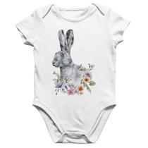 Body Bebê Algodão Coelho Flores - Foca na Moda