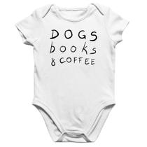 Body Bebê Algodão Dogs Books and Coffee - Foca na Moda