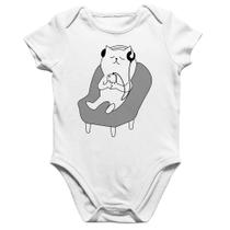Body Bebê Algodão Gatinho Ouvindo Música - Foca na Moda