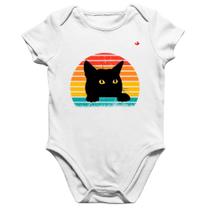 Body Bebê Algodão Gato Vintage Sunset - Foca na Moda