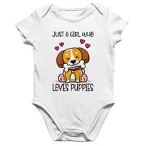 Body Bebê Algodão Just A Girl Who Loves Puppies - Foca na Moda