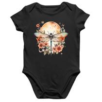 Body Bebê Algodão Libélula, Lua e Flores - Foca na Moda