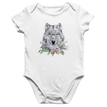 Body Bebê Algodão Lobo e Flores - Foca na Moda