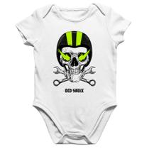Body Bebê Algodão Old Skull Motorcycle - Foca na Moda