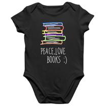 Body Bebê Algodão Peace Love Books - Foca na Moda