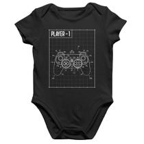 Body Bebê Algodão Player 1 Controle Joystick - Foca na Moda