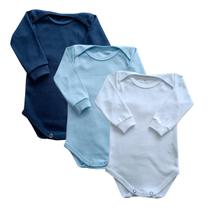 Body Bebê Algodão Suedine Manga Longa Liso Kit C/3 Body Bebê Algodão Suedine Manga Longa Liso Kit C/3