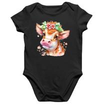 Body Bebê Algodão Vaquinha E Flores - Foca na Moda