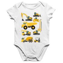 Body Bebê Algodão Veículos de construção - Foca na Moda