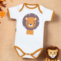 Body Bebê Algodão Verão Leãozinho Creme
