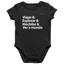 Body Bebê Algodão Viajar & Explorar & Mochilar & Ver o mundo - Foca na Moda