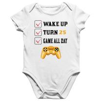 Body Bebê Algodão Wake Up, Turn 25, Game All Day - Foca na Moda Body Bebê Algodão Wake Up, Turn 25, Game All Day - Foca na Moda