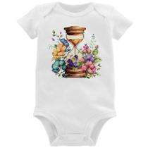 Body Bebê Ampulheta Floral - Foca na Moda