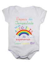 Body Bebê Arco Iris de Esperança Bodie Aqui Estou Body Bebê Arco Iris de Esperança Bodie Aqui Estou