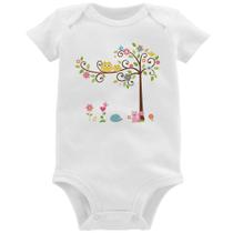 Body Bebê Árvore Flores E Animais - Foca na Moda