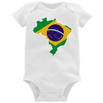 Body Bebê Bandeira Brasil Mapa - Foca na Moda