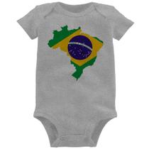 Body Bebê Bandeira Brasil Mapa - Foca na Moda