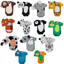 Body Bebe - Bichinhos - Animais + Touca - Fazendinha - Mesversário - RL