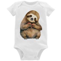 Body Bebê Bicho Preguiça Coração - Foca na Moda