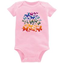 Body Bebê Borboletas Coloridas - Foca na Moda Body Bebê Borboletas Coloridas - Foca na Moda