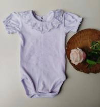 Body Bebê Branco Manga Curta Princesa com Renda