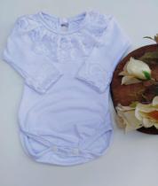 Body Bebê Branco Manga Longa de Renda