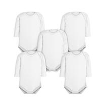 Body Bebê Branco Manga Longa Kit 5 Peças Roupinha de Bebê 100% Algodão