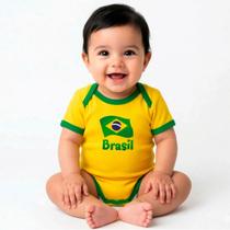 Body Bebê Brasil Amarelo Manga Curta - Torcida Baby Cor:AmareloTamanho:P